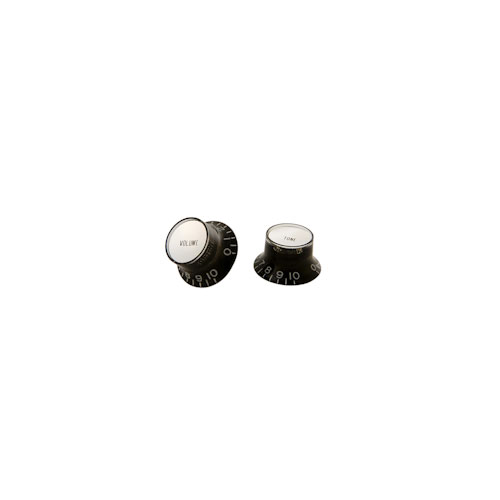 GIBSON ACCESSORIES PARTS TOP HAT KNOBS W/ SILVER METAL INSERT BLACK 4 PACK