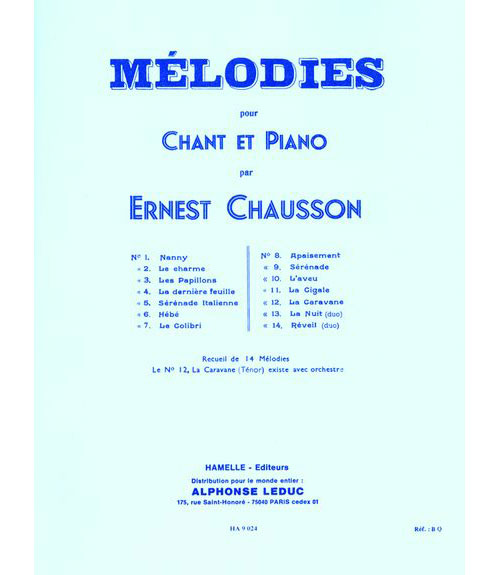 HAMELLE EDITEURS CHAUSSON ERNEST - 14 MELODIES POUR CHANT & PIANO