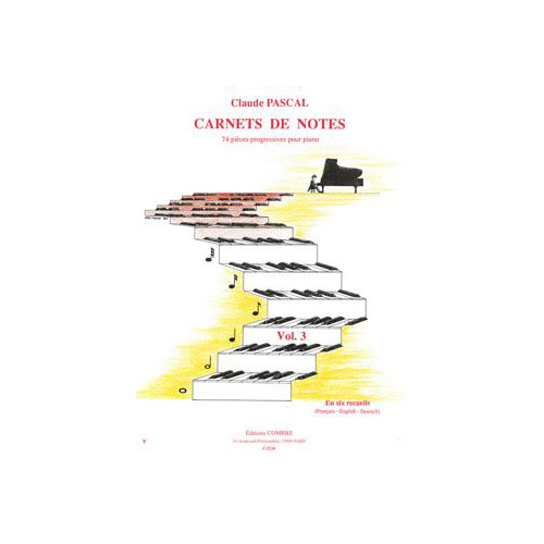 COMBRE PASCAL CLAUDE - CARNETS DE NOTES VOL.3 - PIANO