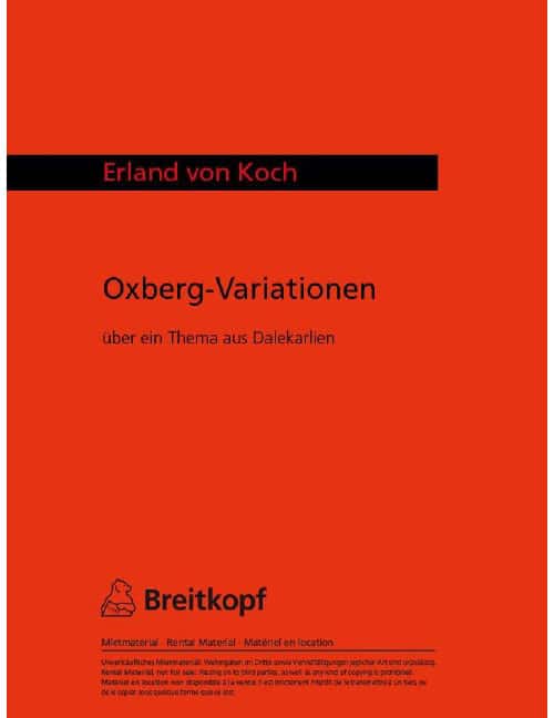 EDITION BREITKOPF KOCH ERLAND VON - OXBERG-VARIATIONEN - ORCHESTRA