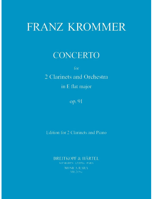 EDITION BREITKOPF KROMMER FRANZ - CONCERTO IN ES OP. 91 - 2 CLARINET, PIANO