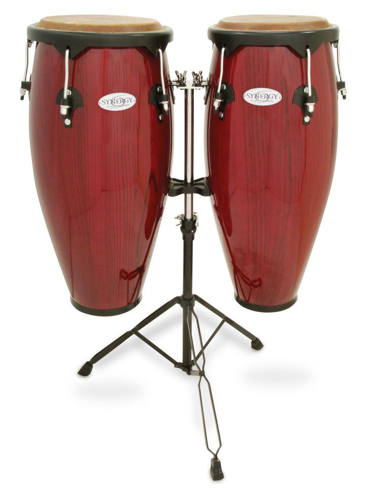 TOCA SERIES WOOD CONGA SET WITH STAND 10'' AND 11'' DOUBLE STAND RED 2300RR