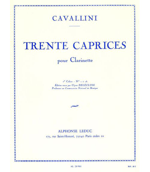 LEDUC CAVALLINI E. - 30 CAPRICES VOLUME 1 (1 A 18) - CLARINETTE 