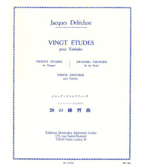 LEDUC DELECLUSE JACQUES - 20 ETUDES - TIMBALES