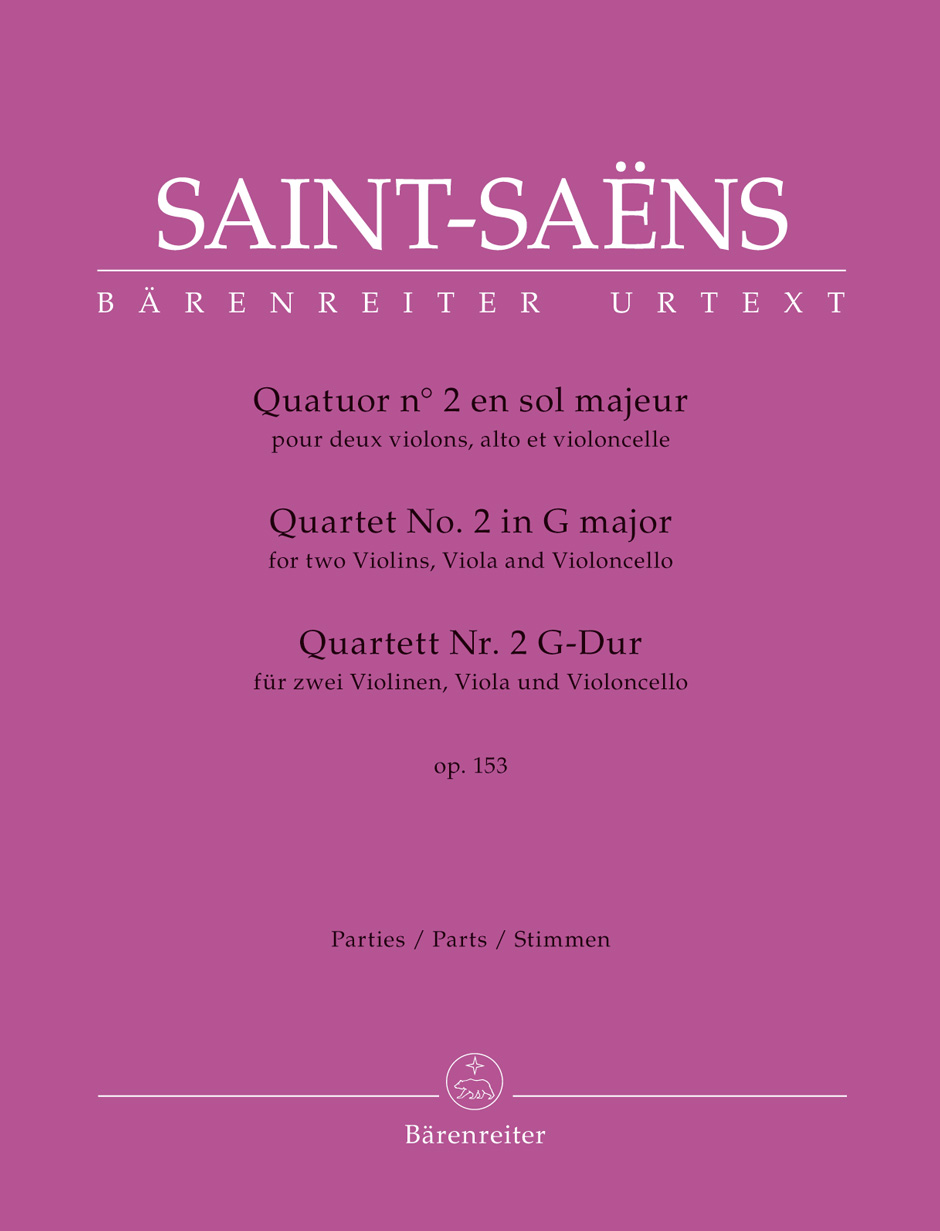 BARENREITER SAINT-SAENS CAMILLE - QUATUOR N°2 EN SOL MAJEUR OP.153 - PARTIES 