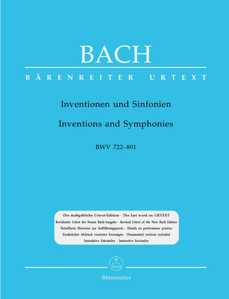 BARENREITER BACH J.S. - INVENTIONS AND SYMPHONIES BWV 772-801 - PIANO