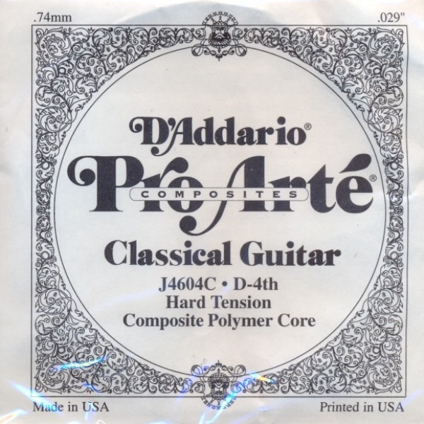 D'ADDARIO AND CO J4604C PRO-ARTE NYLON CLASSICAL GUITAR SINGLE STRING HARD TENSION FOURTH STRING