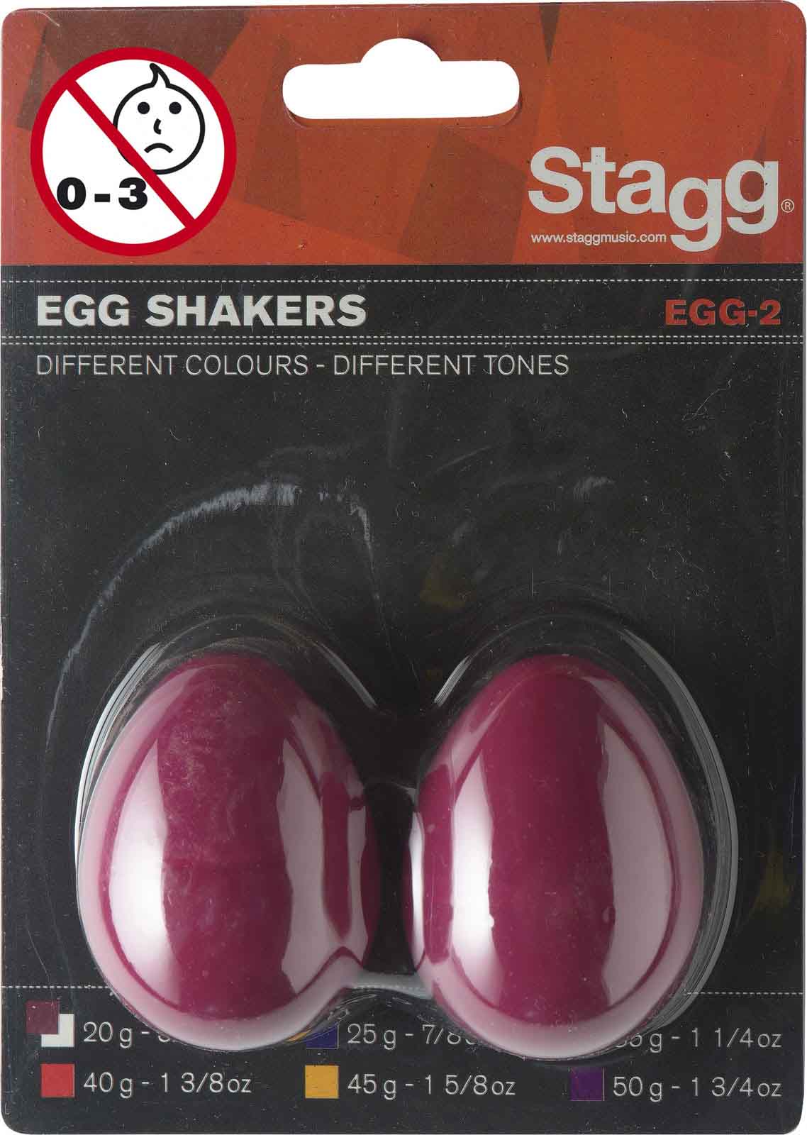 STAGG EGG-2 RD PAIR OF PLASTIC EGG SHAKER RED