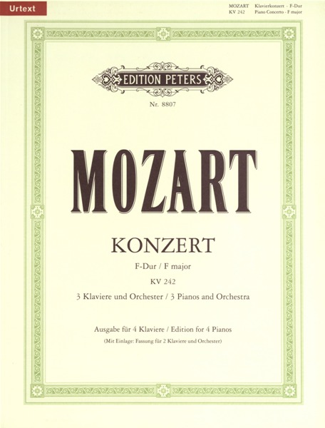 EDITION PETERS MOZART WOLFGANG AMADEUS - CONCERTO NO.7 IN F FOR 3 PIANOS K242 - PIANO (MULTIPLE)