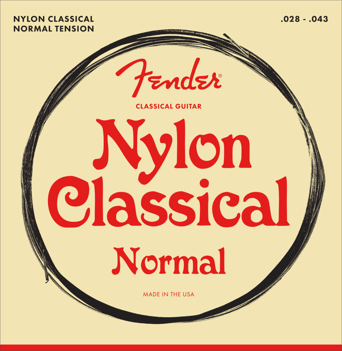FENDER NYLON ACOUSTIC STRINGS, 100 CLEAR/SILVER, TIE END, GAUGES .028-.043, (6)
