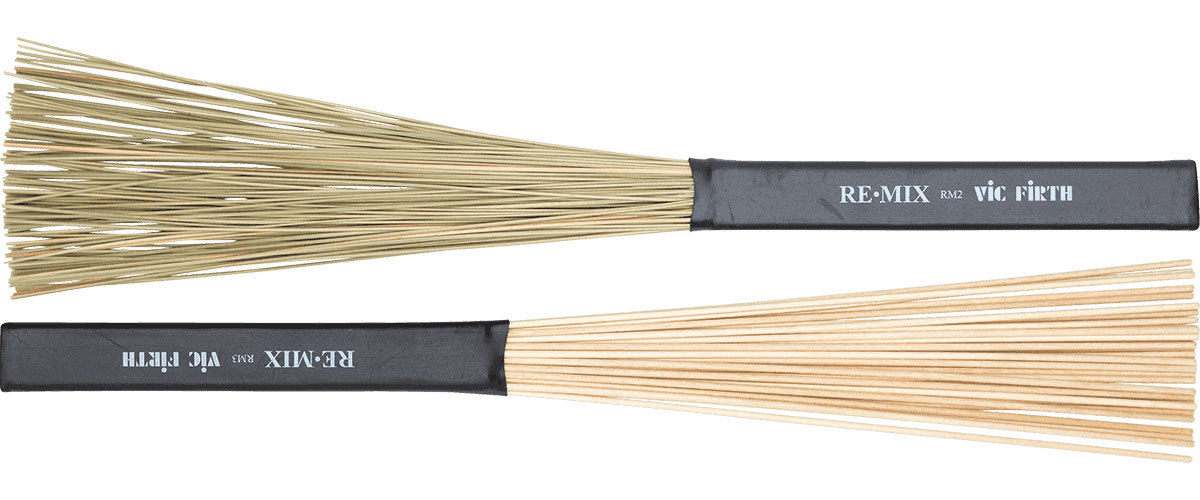 VIC FIRTH RMP RE.MIX BRUSHES, 2 PAIRS COMBO PACK (GRASS & BIRCH)