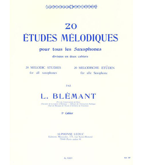 LEDUC BLEMANT L. - 20 ETUDES MELODIQUES POUR SAXOPHONE VOL.1