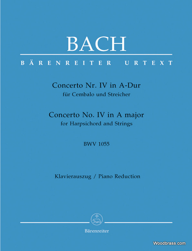 BARENREITER BACH J.S. - CEMBALOKONZERT IV A-DUR BWV 1055