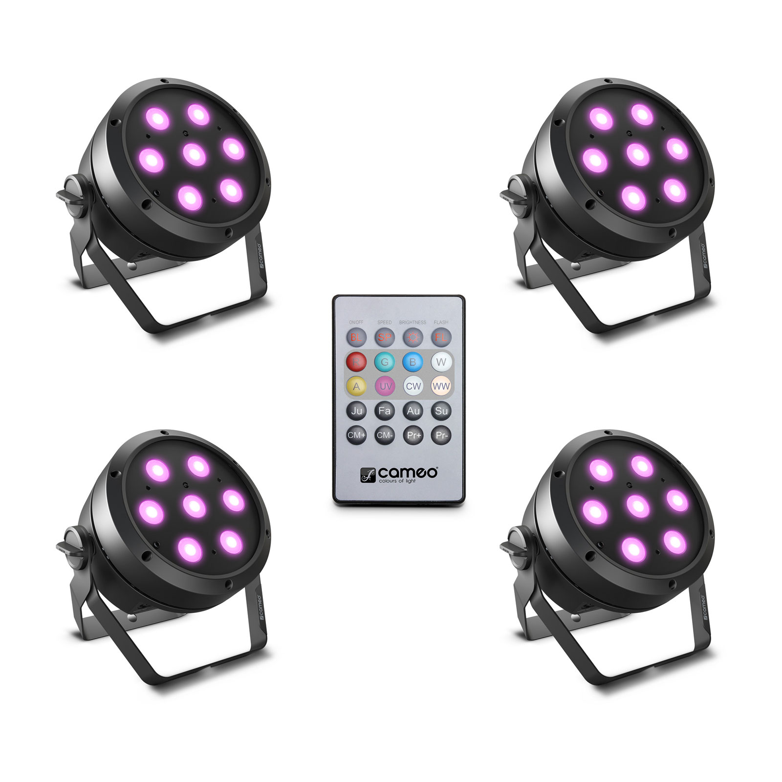 CAMEO ROOT PAR 4 SET 1 - SET COMPOSED OF 4 X CLROOTPAR4 WITH INFRARED REMOTE CONTROL