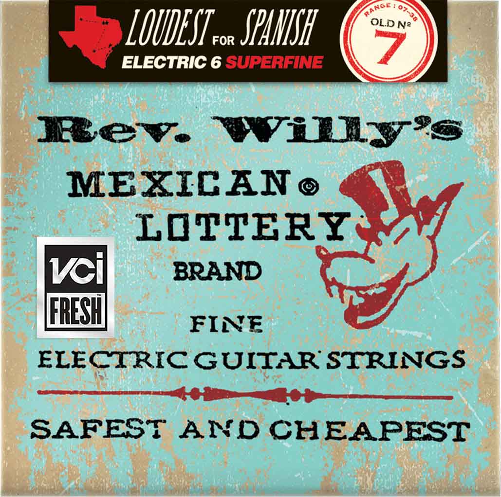 JIM DUNLOP ELECTRIC CORDS SIGNATURE REV. WILLY'S LOTTERY SUPER FINE !7-9-11-20-20W-30-38