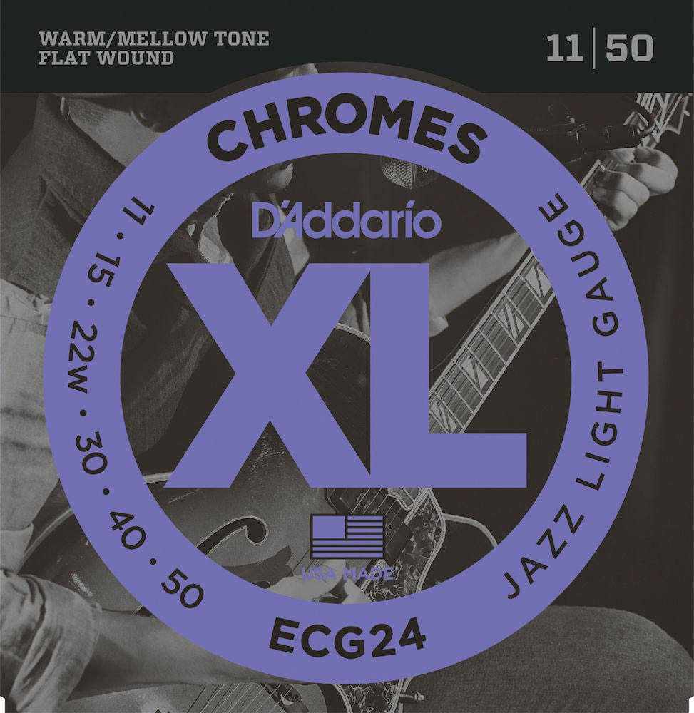 D'ADDARIO AND CO ECG24 CHROMES FLAT WOUND ELECTRIC GUITAR STRINGS JAZZ LIGHT 11-50