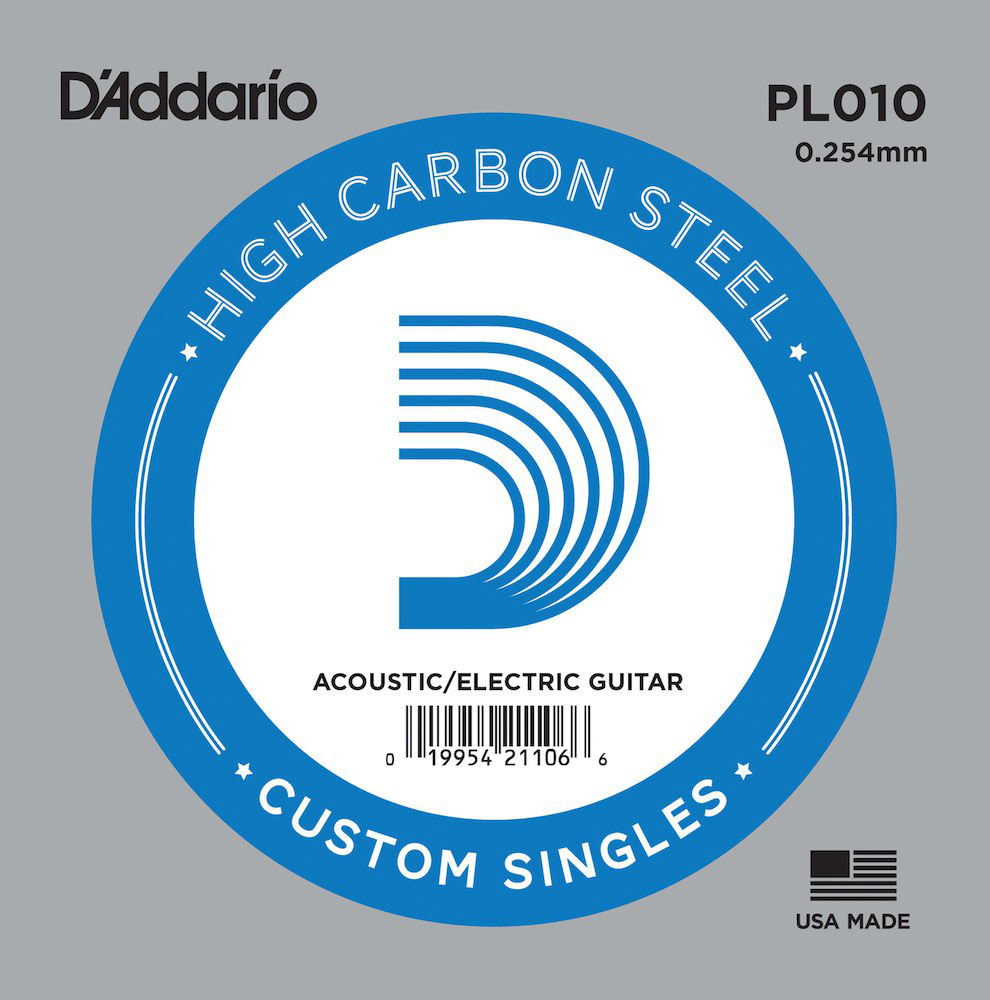 D'ADDARIO AND CO PL010 PLAIN STEEL GUITAR SINGLE STRING .010