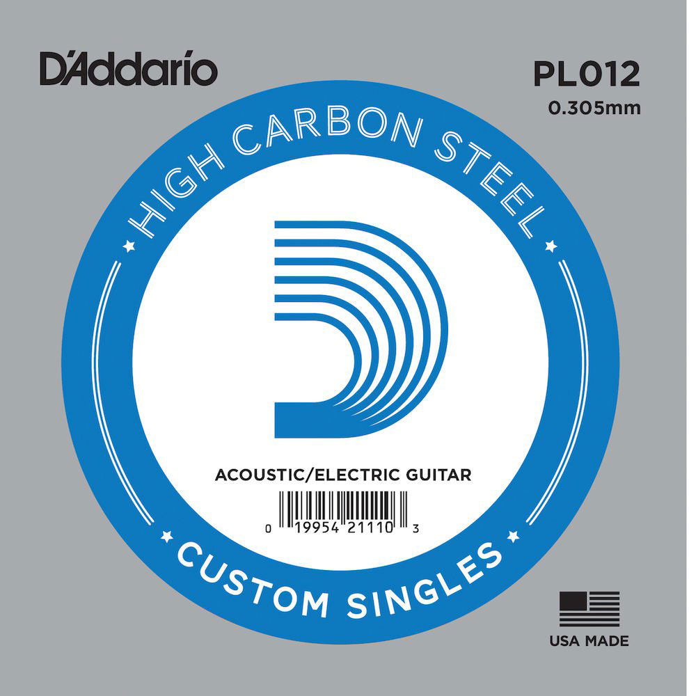 D'ADDARIO AND CO PL012 PLAIN STEEL GUITAR SINGLE STRING .012