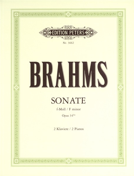 EDITION PETERS BRAHMS JOHANNES - SONATA IN F MINOR OP.34B - PIANO 4 HANDS