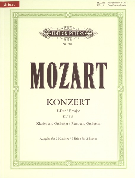 EDITION PETERS MOZART WOLFGANG AMADEUS - CONCERTO NO.11 IN F K413 - PIANO 4 HANDS