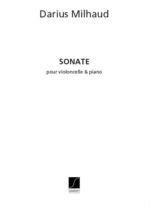 SALABERT MILHAUD D. - SONATE OP 377 - VIOLONCELLE ET PIANO
