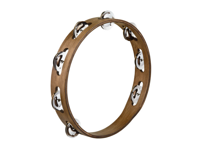 MEINL TRADITIONAL WOOD TAMBOURINES, STAINLESS STEEL JINGLES