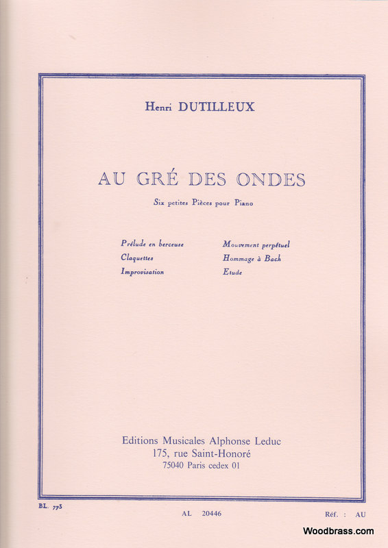 LEDUC DUTILLEUX H. - AU GRE DES ONDES - PIANO