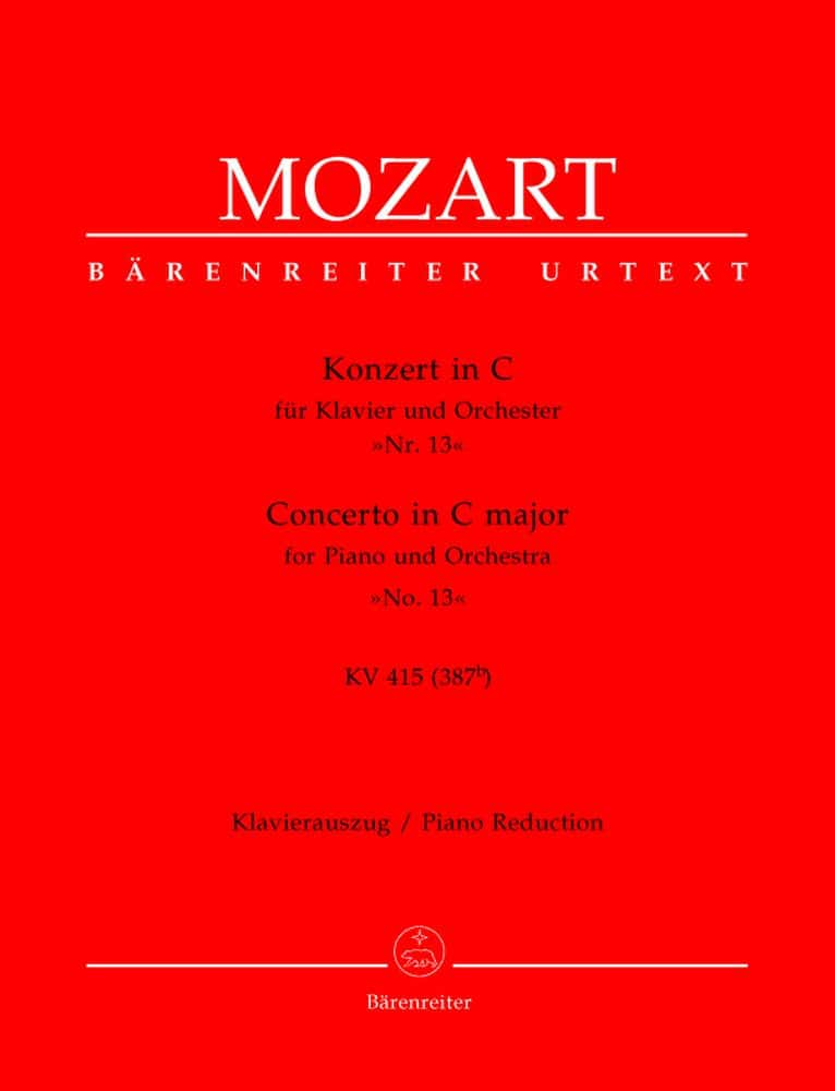 BARENREITER MOZART W.A. - CONCERTO IN C MAJOR FOR PIANO AND ORCHESTRA N°13 KV 415 - PIANO REDUCTION