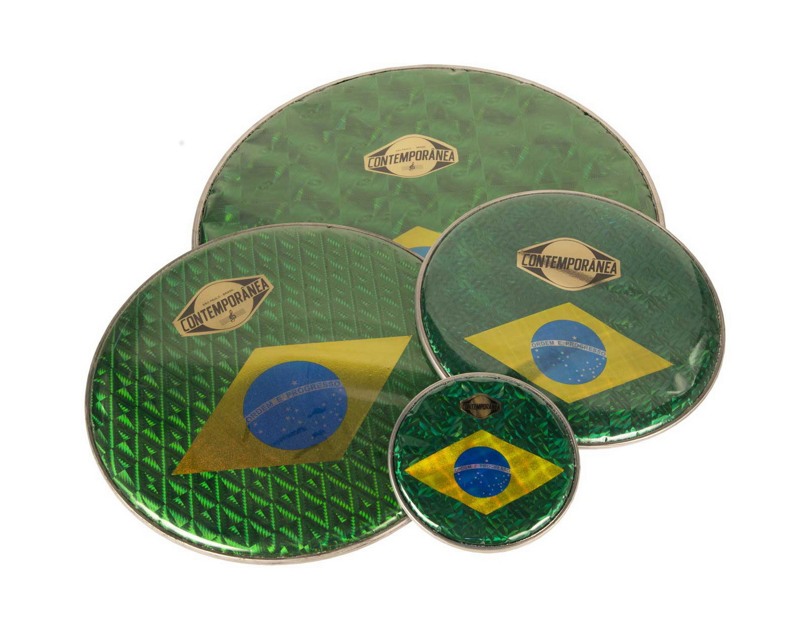 CONTEMPORANEA C-PEB04 - HOLOGRAPHIC DRUMHEAD 12'' - BRAZILIAN FLAG 