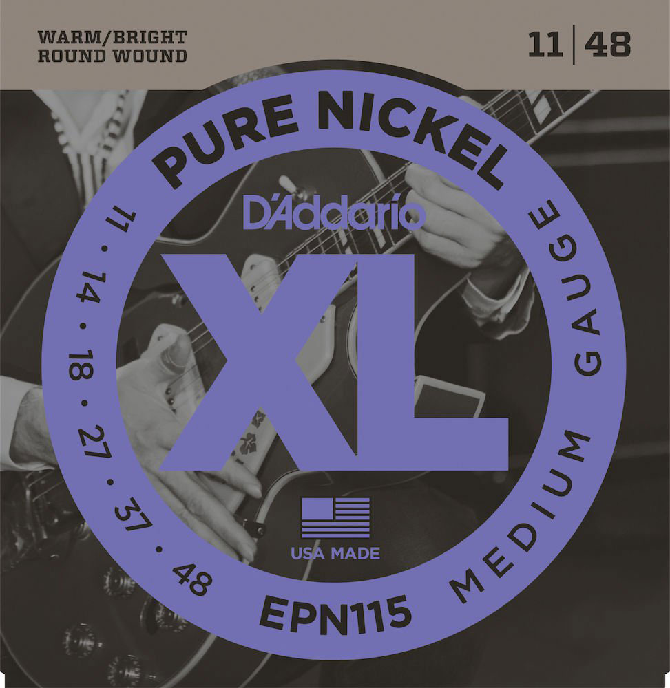 D'ADDARIO AND CO EPN115 PURE NICKEL ELECTRIC GUITAR STRINGS BLUES/JAZZ ROCK 11-48