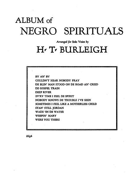 ALFRED PUBLISHING ALBUM OF NEGRO SPIRITUALS HIGH - VOICE AND PIANO