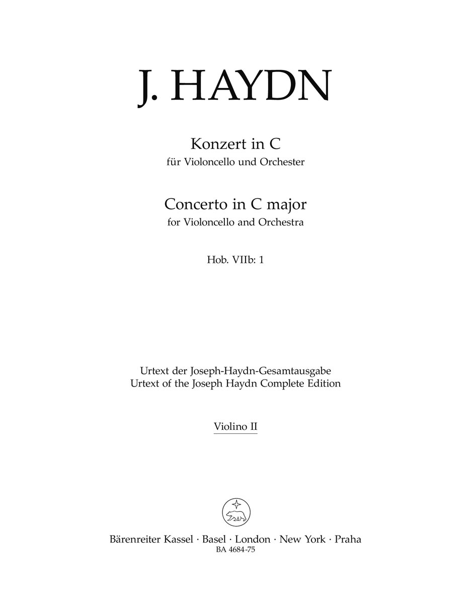 BARENREITER HAYDN J. - KONZERT IN C (VIOLON 2)