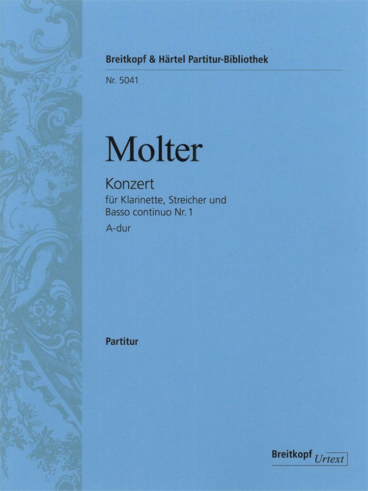 EDITION BREITKOPF MOLTER JOHANN MELCHIOR - KLARINETTENKONZERT NR. 1 A-DUR - CLARINET, STRINGS