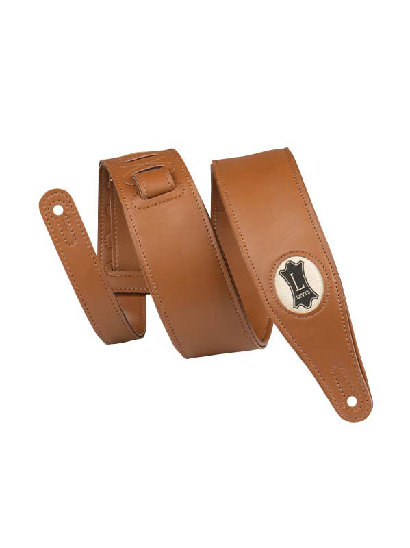 LEVY'S VEGAN LEATHER STRAP WITH LEVY'S LOGO IN HEMP, 6,4 CM - TAN