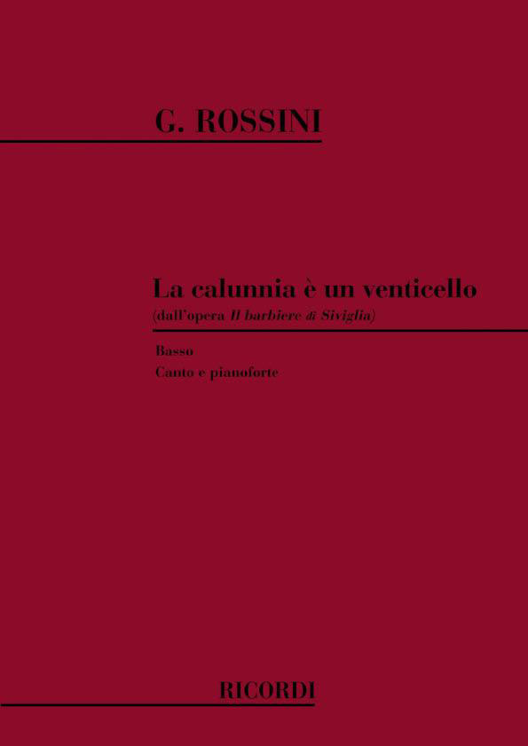 RICORDI ROSSINI G. - IL BARBIERE DI SIVIGLIA: LA CALUNNIA E' UN VENTICELLO - CHANT ET PIANO