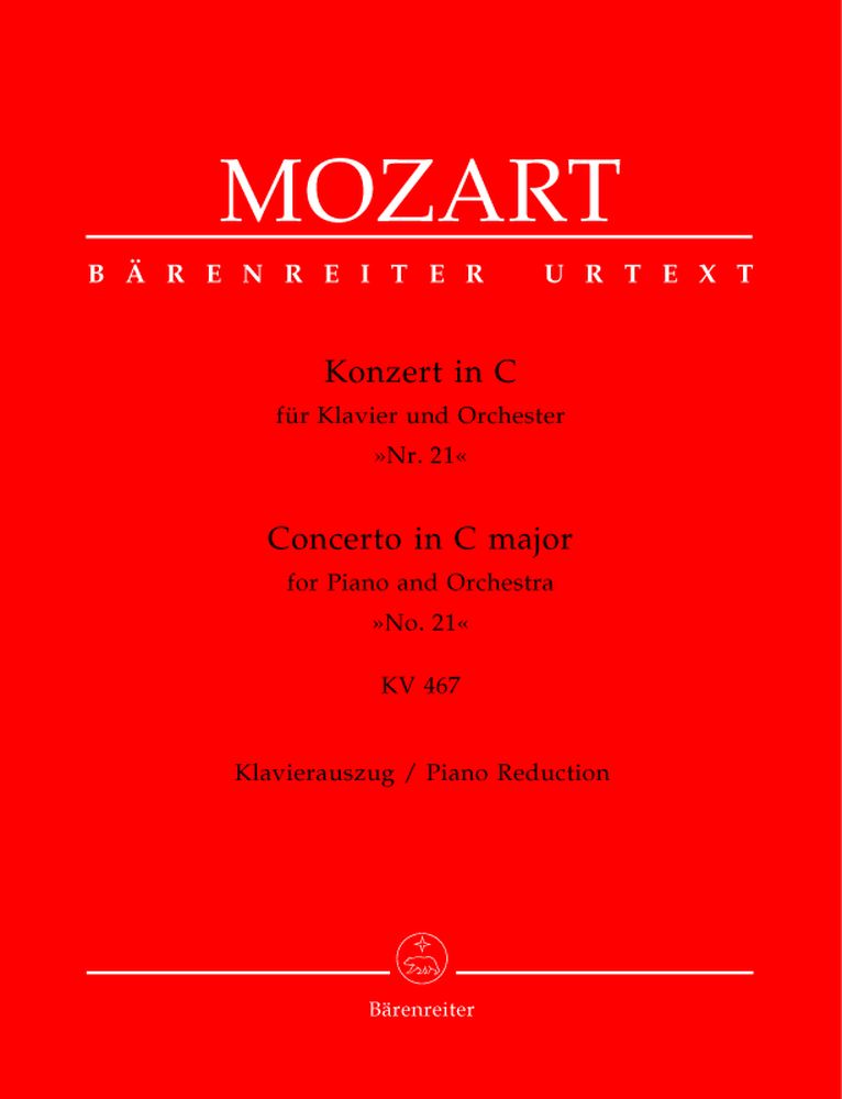 BARENREITER MOZART W.A. - CONCERTO N°21 IN C MAJOR FOR PIANO AND ORCHESTRA KV467 - PIANO REDUCTION
