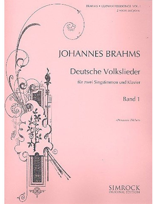SIMROCK BRAHMS JOHANNES - GERMAN FOLK SONGS BAND 1 - 2 MEDIUM VOICES AND PIANO