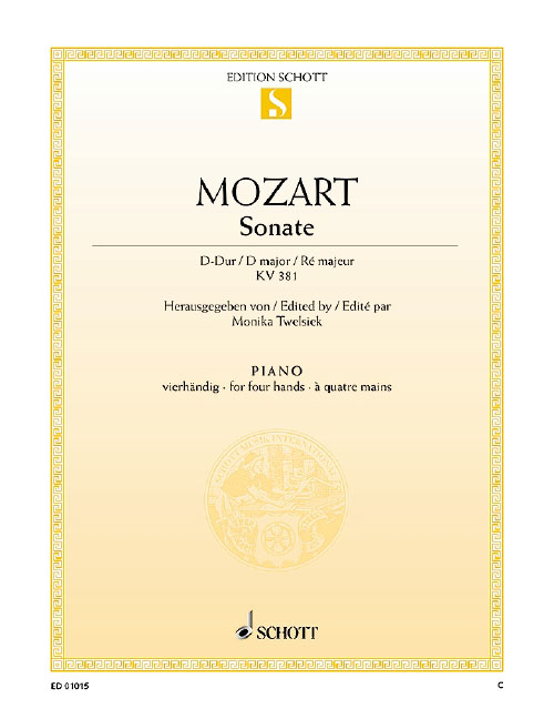 SCHOTT MOZART W.A. - SONATA D MAJOR KV 381 - PIANO