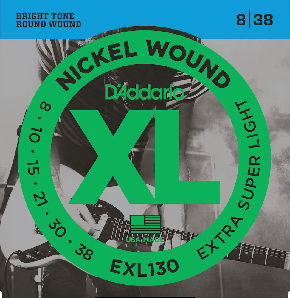 D'ADDARIO AND CO EXL130 NICKEL WOUND ELECTRIC GUITAR STRINGS EXTRA-SUPER LIGHT 8-38