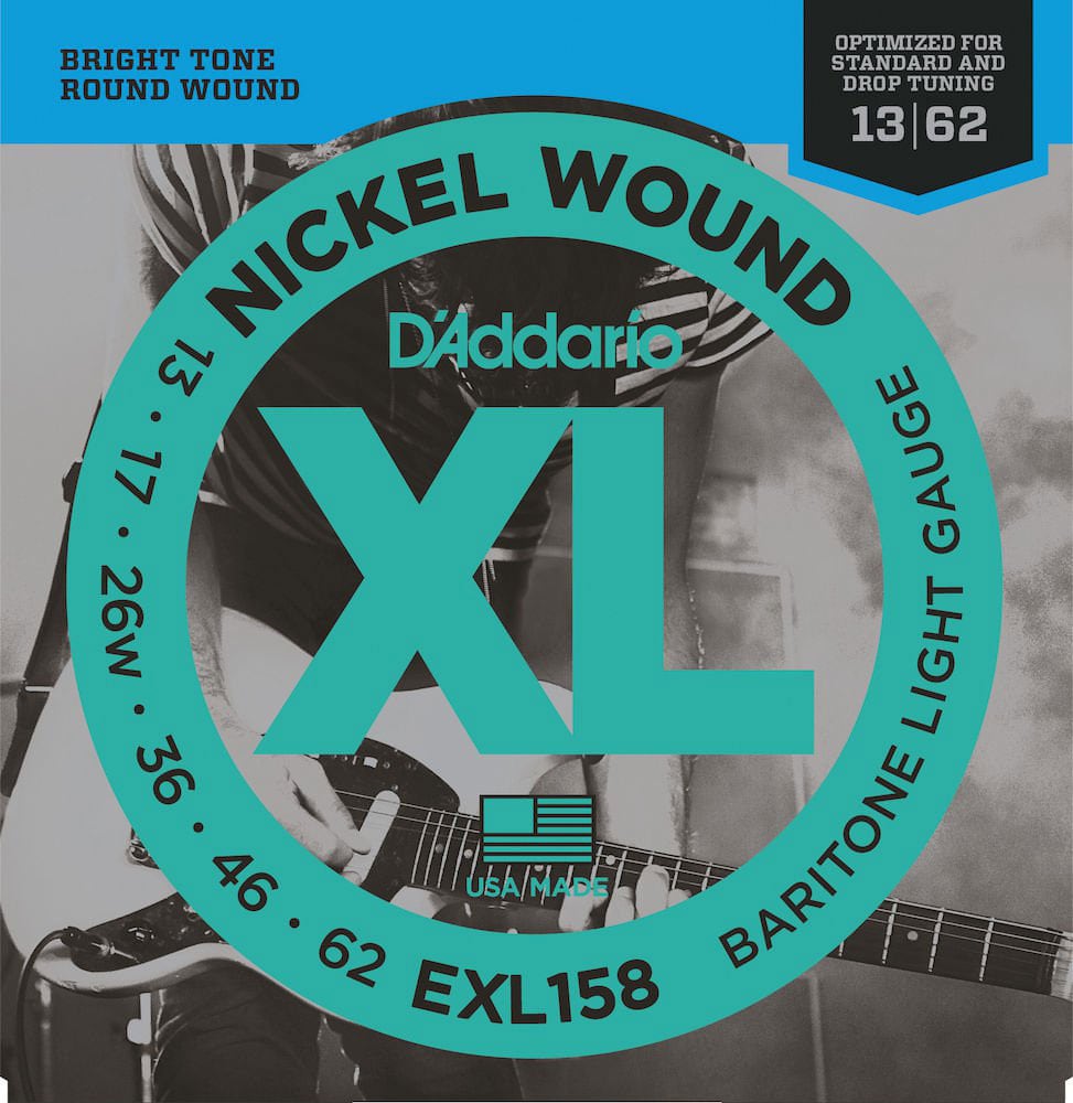 D'ADDARIO AND CO EXL158 NICKEL WOUND ELECTRIC GUITAR STRINGS BARITONE LIGHT 13-62