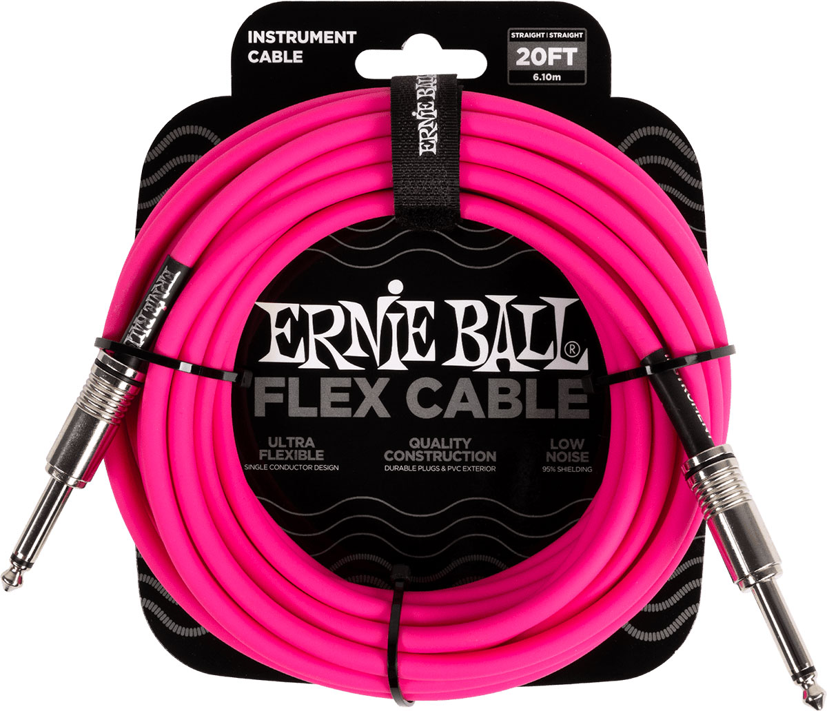 ERNIE BALL INSTRUMENT CABLES FLEX JACK/JACK 6M PINK