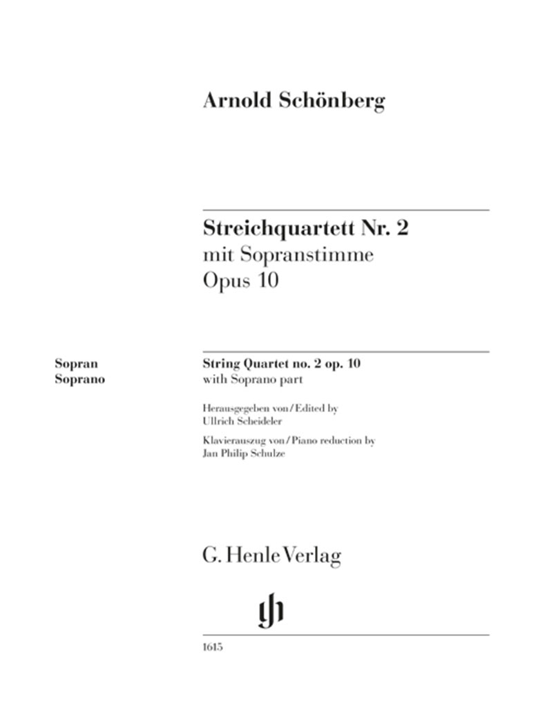 HENLE VERLAG SCHÖNBERG - STREICHQUARTANDT NR. 2 OP. 10 MIT SOPRANSTIMME - VOCAL AND PIANO