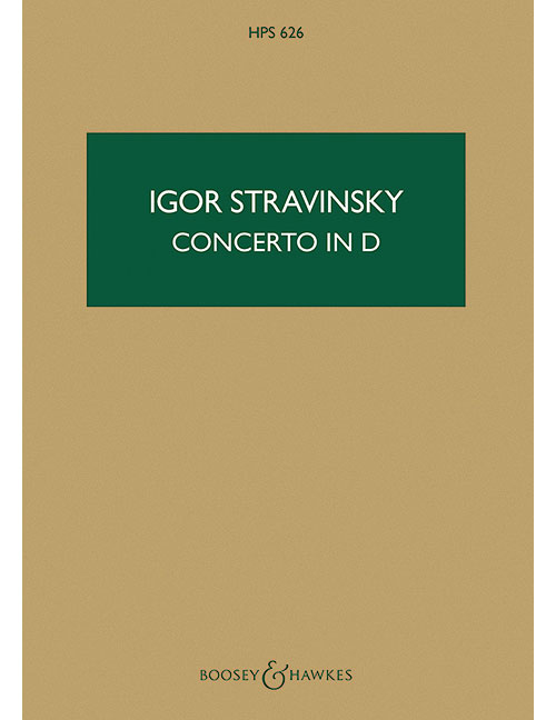 BOOSEY & HAWKES STRAWINSKY IGOR - CONCERTO IN D - STRING ORCHESTRA