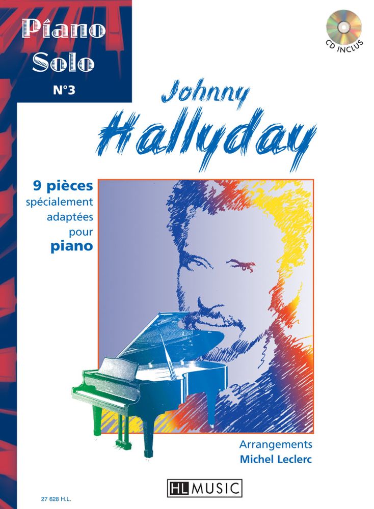 LEMOINE HALLYDAY JOHNNY - PIANO SOLO N°3 : JOHNNY HALLYDAY + CD
