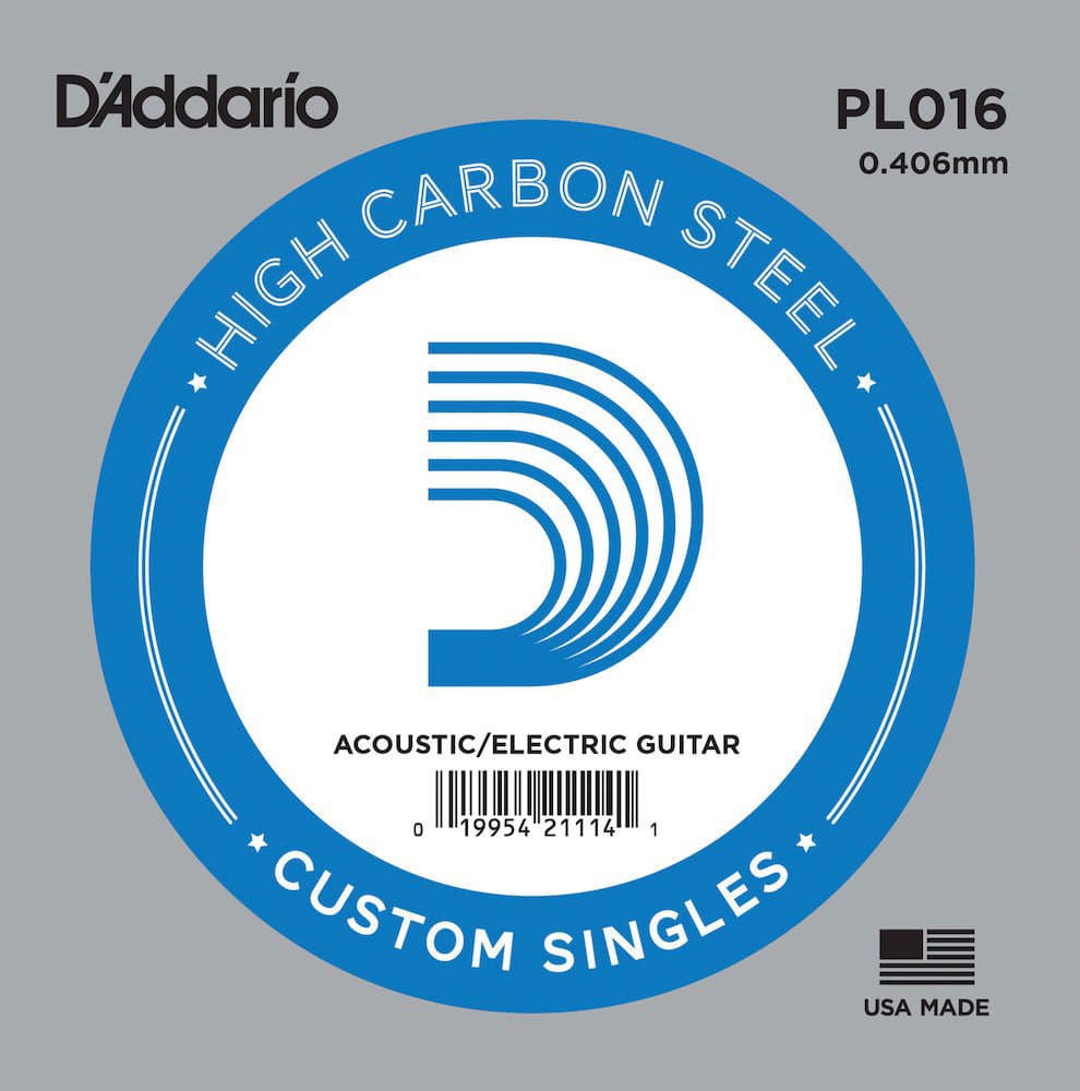D'ADDARIO AND CO PL016 PLAIN STEEL GUITAR SINGLE STRING .016