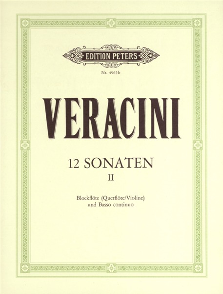 EDITION PETERS VERACINI FRANCESCO MARIA - 12 SONATAS OP.1 VOL.2 - VIOLIN AND PIANO