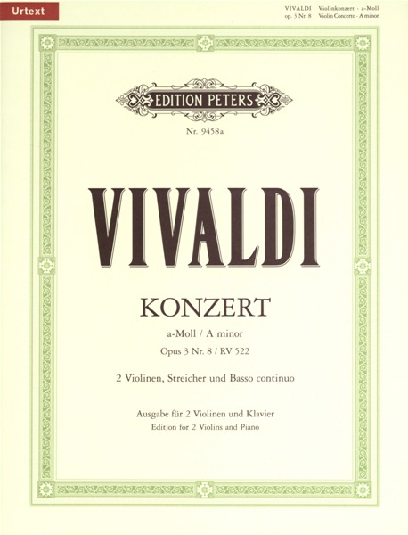 EDITION PETERS VIVALDI A. - CONCERTO IN A MINOR OP.3 NO.8 - VIOLIN AND PIANO