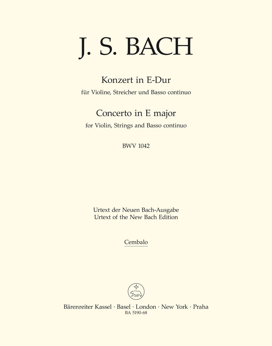 BARENREITER BACH J.S. CONCERTO EN MI MAJEUR BWV 1042 POUR VN, CORDES ET BC