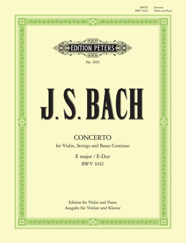 EDITION PETERS BACH JOHANN SEBASTIAN - CONCERTO NO.2 IN E BWV 1042 - VIOLIN AND PIANO