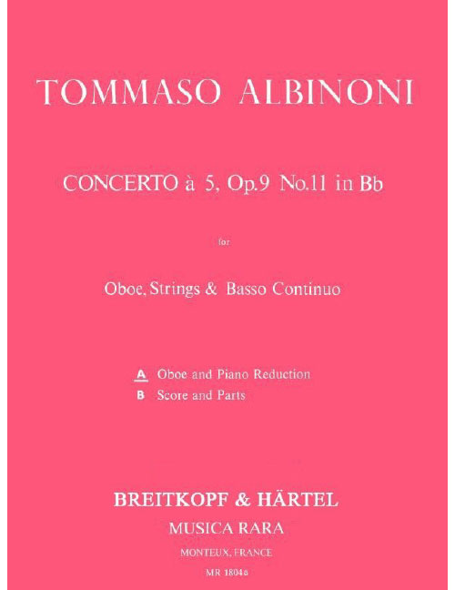 EDITION BREITKOPF ALBINONI T. - CONCERTO A 5 IN B OP. 9/11